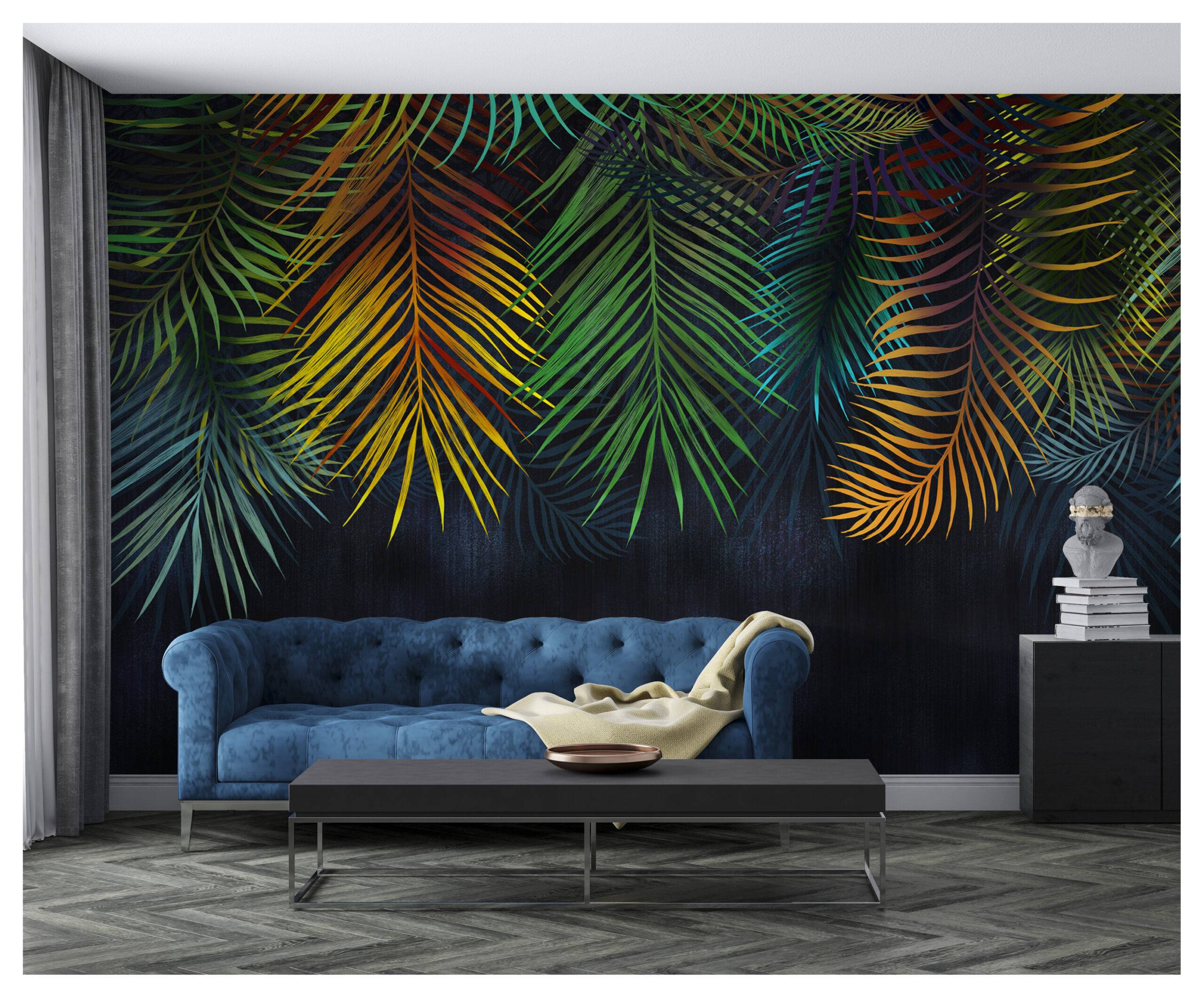 Colorful Tropical Leaves Wallpaper • My Wall Poster